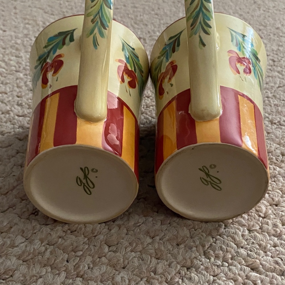 2 Vintage Gail Pittman Hand Painted coffee mugs Siena  Garland Pattern - Picture 12 of 17
